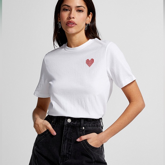 Organic cotton embroidered heart tee - Picture 2 of 6